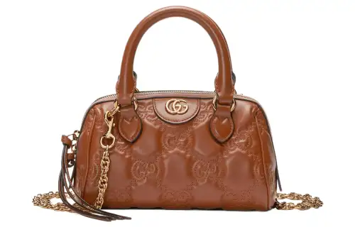 GUCCI GG Matelassé Leather Controller Boston Bag Shoulder Bag, Handbag Mini Women's Light Brown