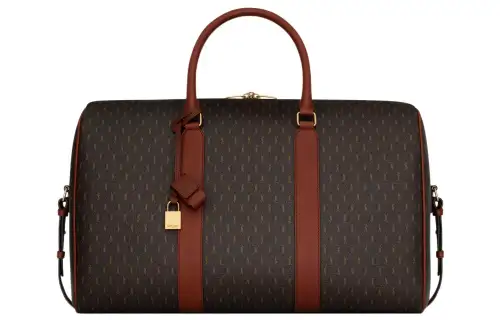 SAINT LAURENT Canvas Vegetable Tanned Leather Luggage Bag Handbag Men's Khaki Brown/Earth Brown