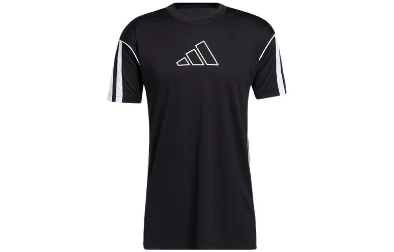 Adidas T-Shirts Men's Black Crew Neck Moderate Straight Fit
