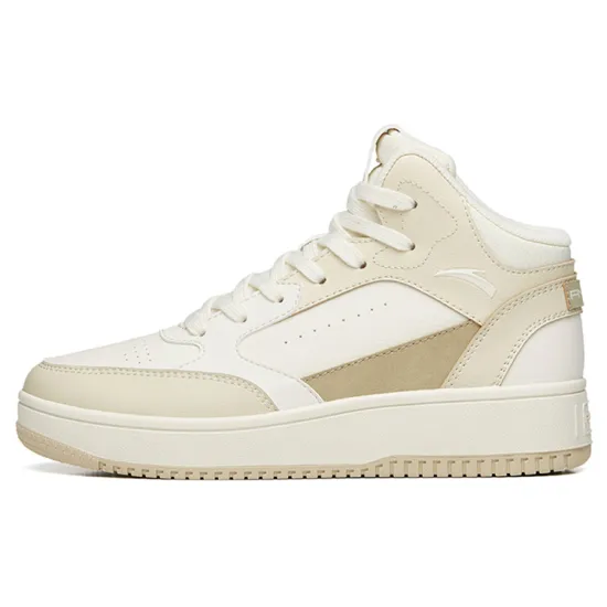 ANTA Skateboard Shoes Women's High-Top Light Beige White/Granulated Beige Yellow/Toffee Yellow