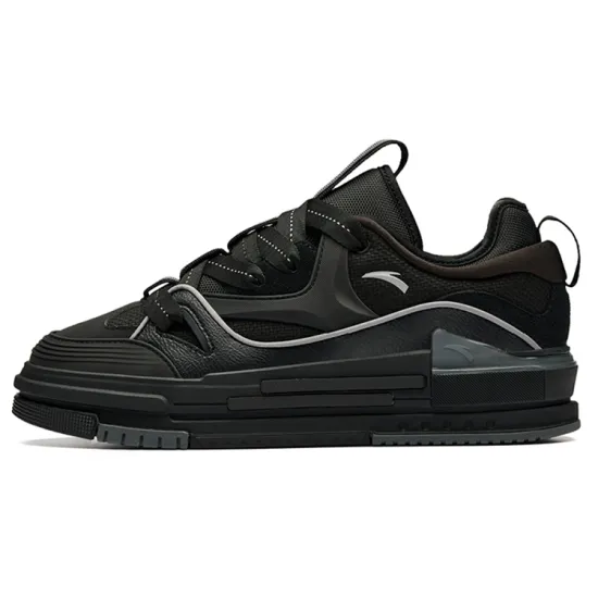 Anta Bump Puffy Shoes Wear Resistant Slip Resistant Low Top Skateboard Shoes Men's Black