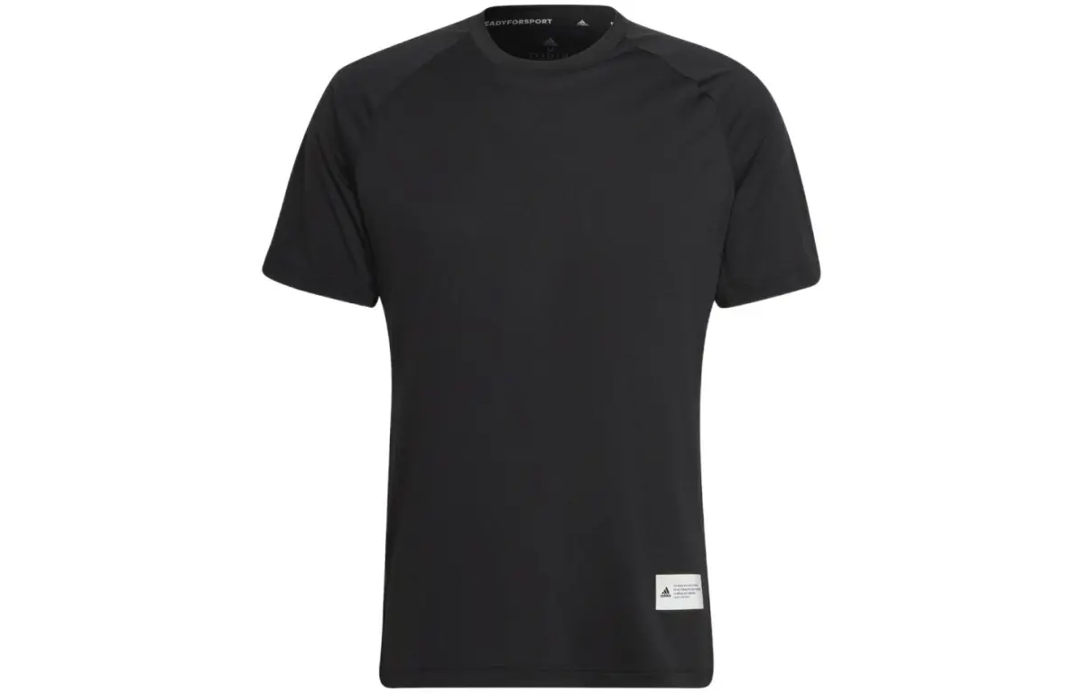 Adidas T-Shirts Men's Black Crew Neck Moderate Straight Fit