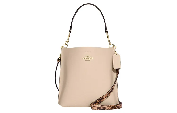 COACH Mollie Cow Leather Bucket Bag, Shoulder Bag, Handbag 21 Women's Ivory White