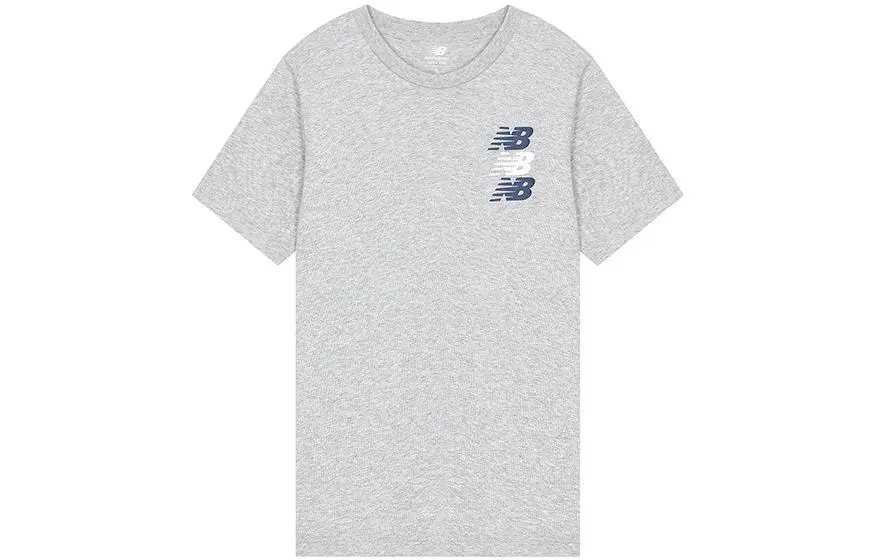 New Balance T-Shirts Men's Gray Crew Neck Moderate Straight Fit
