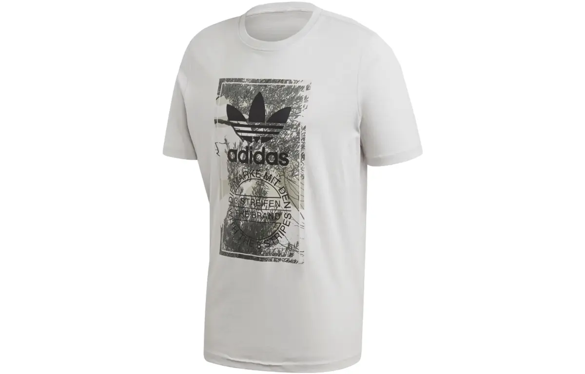 Adidas Originals T-Shirts Men's Light Gray Crew Neck Moderate Straight Fit