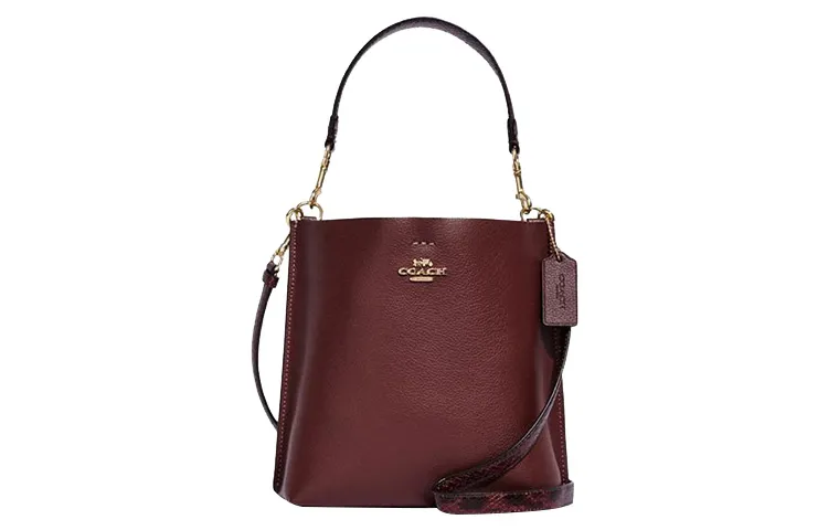 COACH Mollie Cow Leather Bucket Bag, Shoulder Bag, Crossbody Bag, Handbag 21 Women's Burgundy