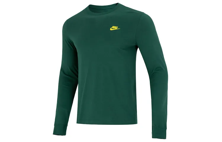Nike T Shirts Men's Olive Green Crew Neck Moderate Straight Fit