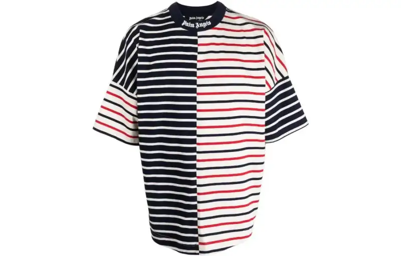 Palm Angels striped logo-print T-shirt