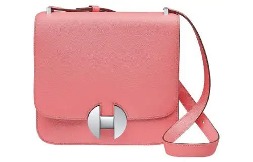 HERMES 2002 Cow Leather Crossbody Bag, Shoulder Bag Women's 8W Rose Azalee Lip Balm Powder