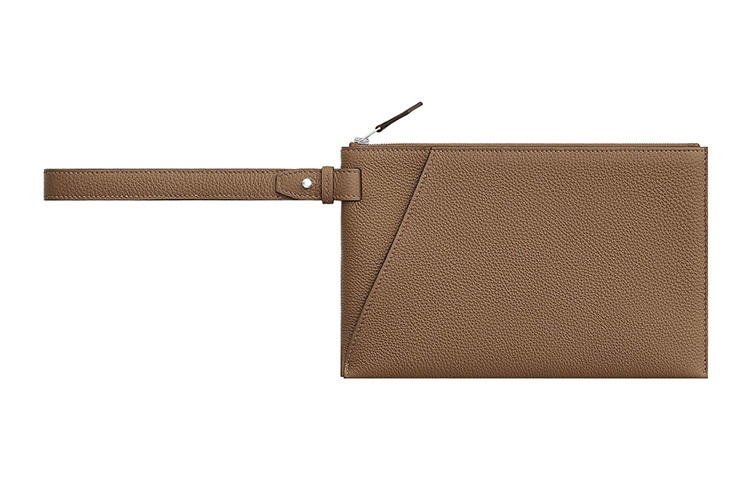 HERMES Cabavertige Togo Calfskin Clutch Men's 3G Alezan Chestnut