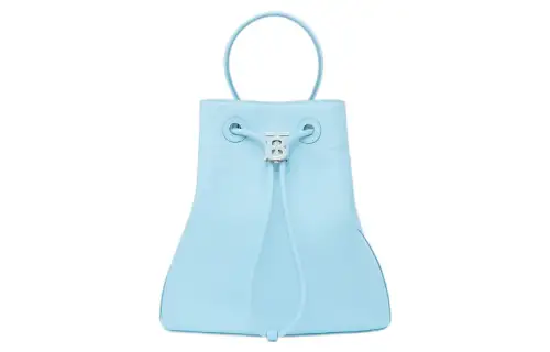 Burberry Grain Cow Leather Bucket Bag, Portable Crossbody Bag, Shoulder Bag Small Women's Light Blue