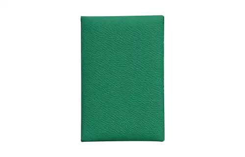 HERMES Calvi Silver Tone Buckle Epsom Leather Business Card Holder, Coin Purse, Wallet, Card Holder Women's
