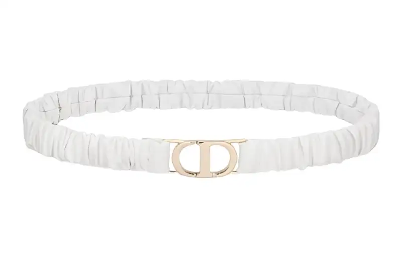 DIOR Sheepskin Leather Belts Women's White 2cm