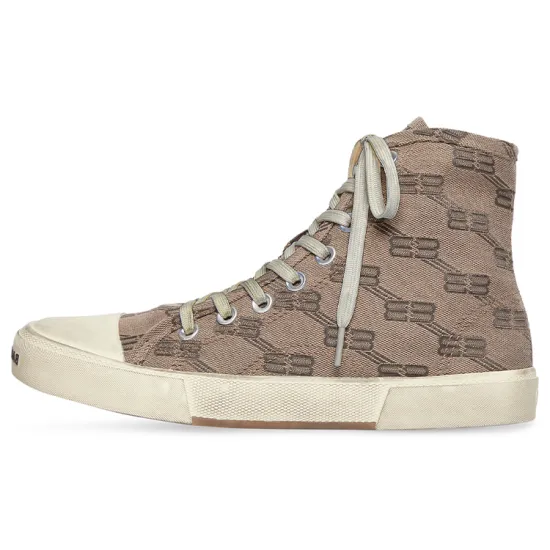 Balenciaga Paris High Top BB Monogram Dark Beige Brown