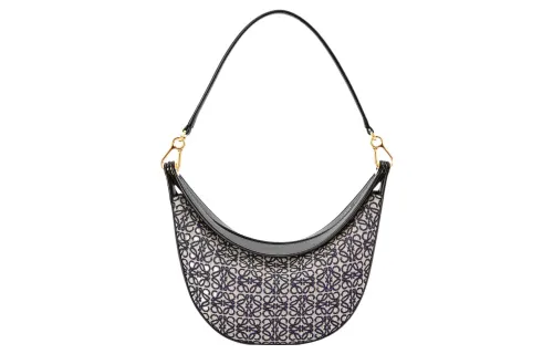 LOEWE Luna Anagram Jacquard With Classic Calfskin Hobo Bag, Handbag, Shoulder Bag Women's Marine Blue/Black