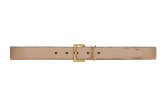SAINT LAURENT Cassandre Logo Plaque Belt