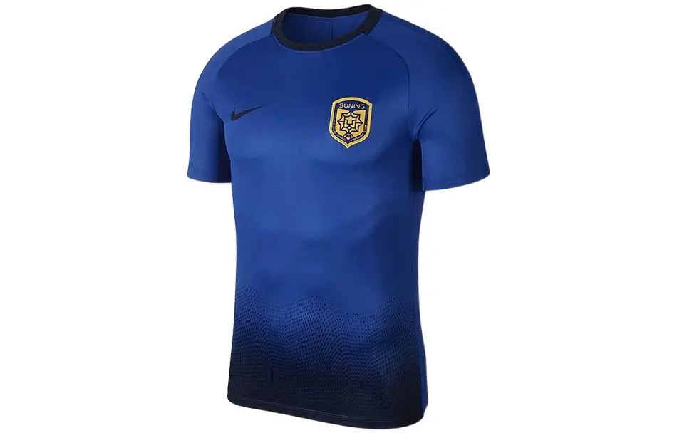 Nike T-Shirts Men's Blue Crew Neck Moderate Straight Fit