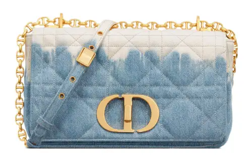 DIOR Caro Denim Crossbody Bag Medium Women's Brown Blue