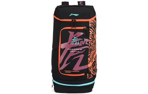 Li Ning Dragon Tiger, Collaboration Fabric Soaring Dragon Leaping Tiger Badminton Backpack Regular Unisex Black/Red