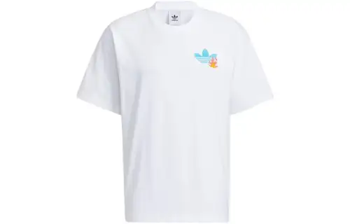 Adidas Originals T Shirts Men's White Crew Neck Moderate Straight Fit
