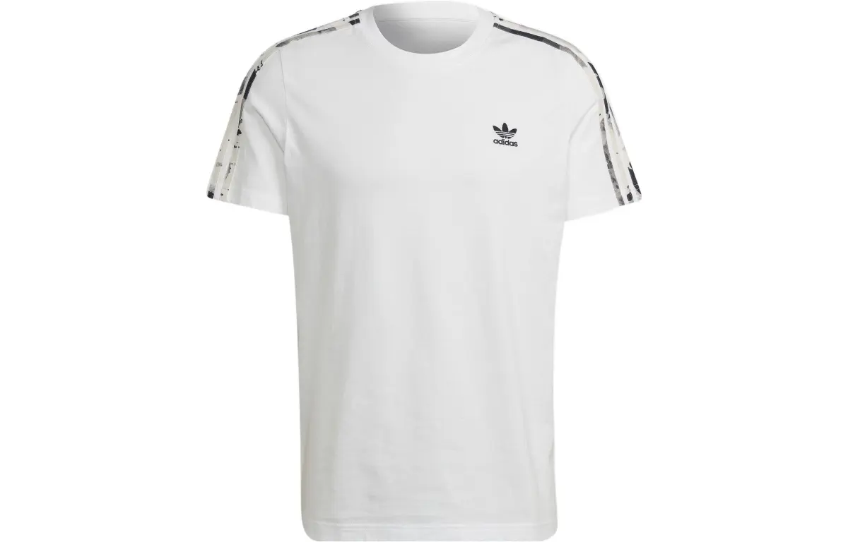 Adidas Originals T-Shirts Men's White Crew Neck Moderate Straight Fit