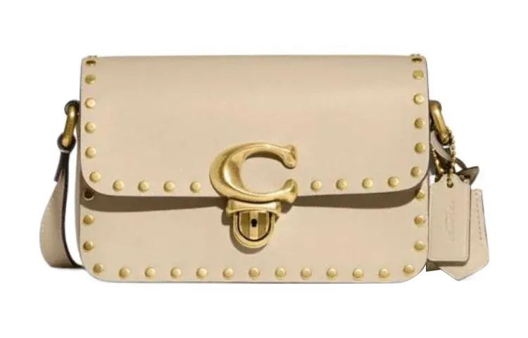 COACH Studio Cow Leather Crossbody Bag, Shoulder Bag Small Women's Ivory White
