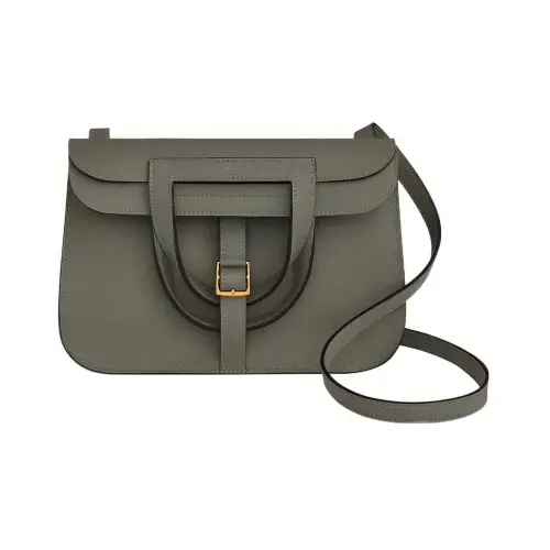 HERMES Halzan Evercolor Calfskin Handbag, Shoulder Bag, Crossbody Bag 25 Women's 0L Grismeyer Rain Cloud Gray