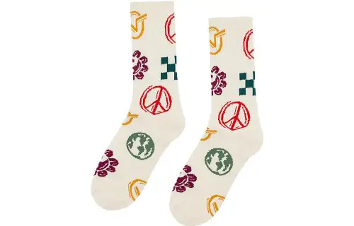 Vans Skateboard for beginners, white knee socks, print, mid-length