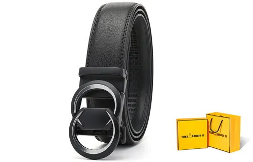 FREE RABBITⅡ Double Ring Interlocking Business Automatic Buckle Cow Leather Belts Men's Box