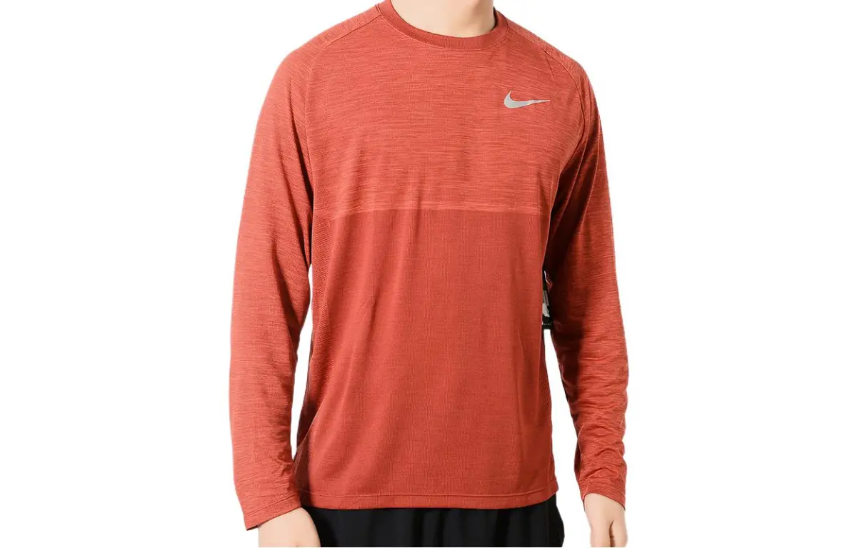 Nike T-Shirts Men's Orange Crew Neck Moderate Straight Fit