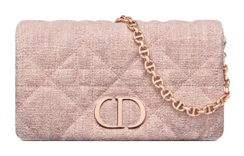 DIOR Caro Linen Fabric Handheld Shoulder Bag, Crossbody Bag Regular Women's Pink