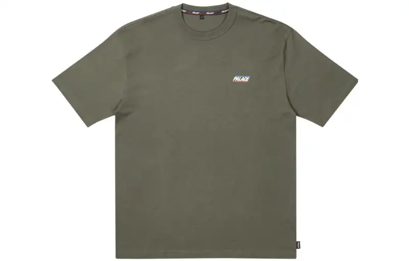 PALACE FW22 Basically A T-shirt Gun Metal Letter Logo Printed Round Neck Short Sleeve T-Shirt Men's Olive Green