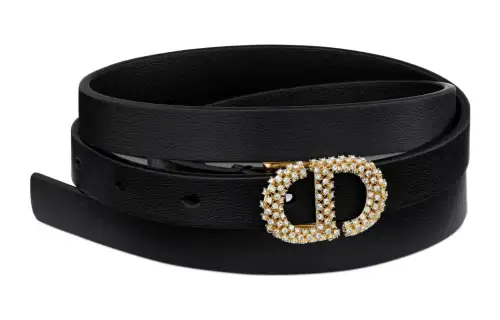 DIOR Leather Belts Women's Black 1.5cm