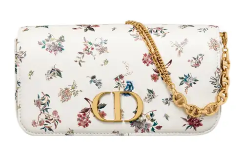DIOR Caro Cow Leather One Shoulder Crossbody Cell Phone Pouch Regular Women's Milk White