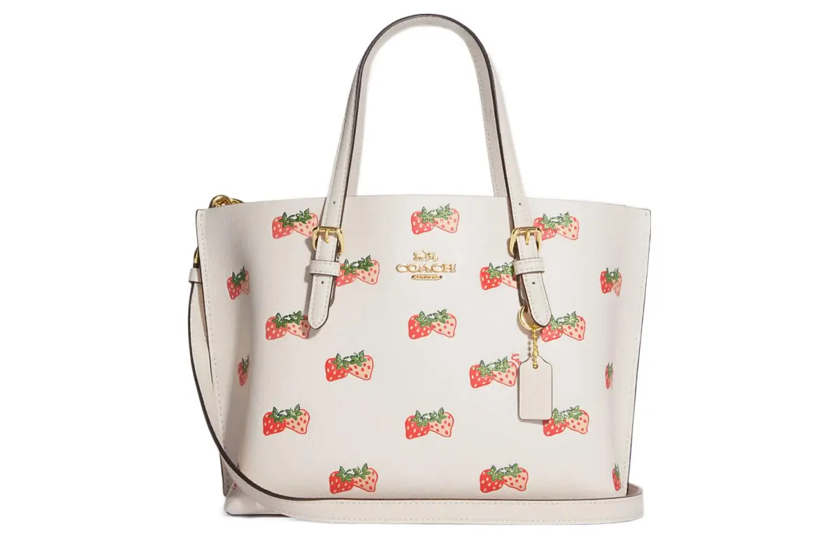 COACH Mollie Double Sided Leather Tote Bag, Shopping Bag, Handbag 25 Women's White Pink