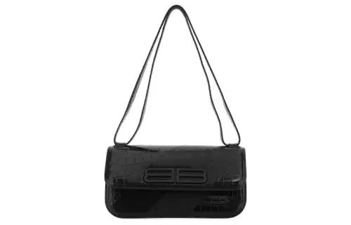 Balenciaga Logo Plaque Foldover Shoulder Bag