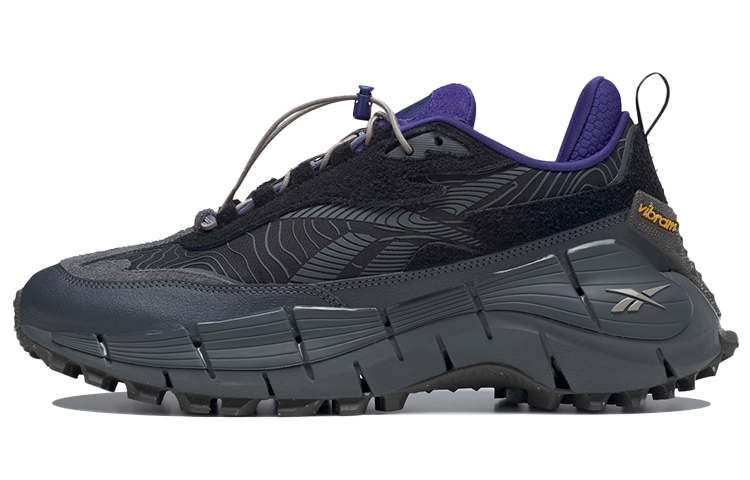Reebok Zig Kinetica 2.5 Edge Comfortable Low Top Running Shoes Unisex Graphite Black Purple
