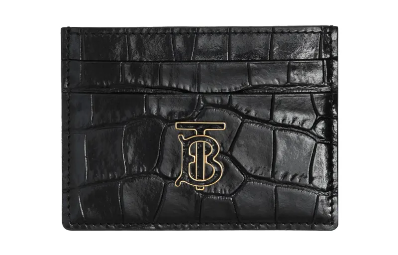 Burberry Embossed Calfskin Card Holder Women's