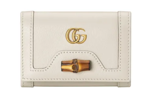 GUCCI Diana Leather Wallet Medium Women's White