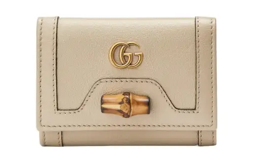 GUCCI Diana Leather Wallet Medium Women's Beige