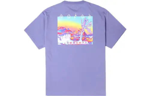 Converse T Shirts Men's Purple Crew Neck Moderate Straight Fit