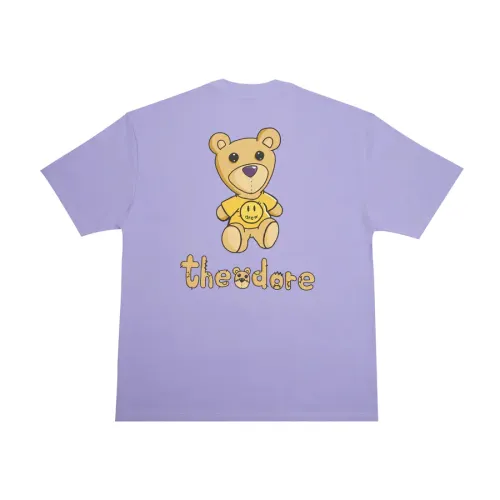 Drew house Bear Series T Shirts Unisex Purple Crew Neck Moderate Straight Fit
