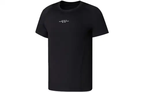 Li Ning Fitness Series T Shirts Men's Black Crew Neck Moderate Straight Fit