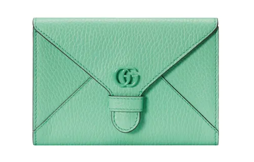 GUCCI Marmont Leather Wallet, Card Holder Women's Mint Green