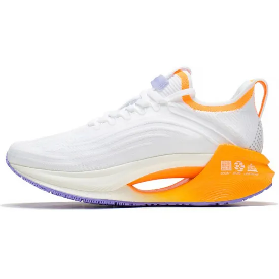 LINING Jueying Essential Running Shoes Women's Low-Top Standard White/Fluorescent Mango Orange