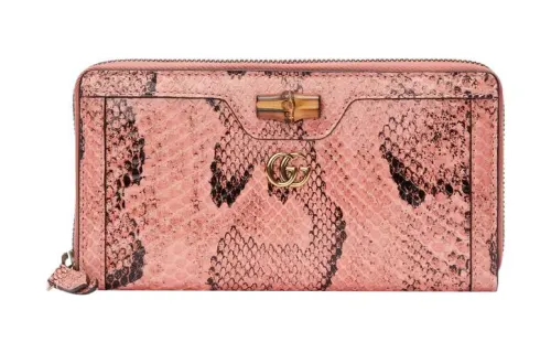GUCCI Diana Python Skin Wallet Women's Rose Pink