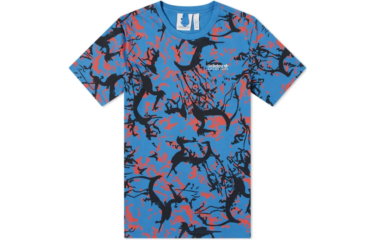 Adidas Originals T-Shirts Men's Blue Crew Neck Moderate Straight Fit