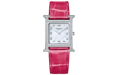 HERMES Wrist Watches Quartz Movement Leather Strap 30mm White Dial Women's 30m Waterproof