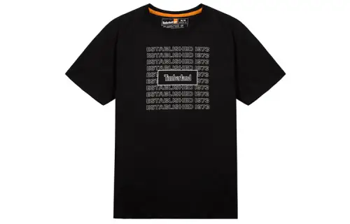 Timberland T Shirts Men's Black Crew Neck Moderate Straight Fit