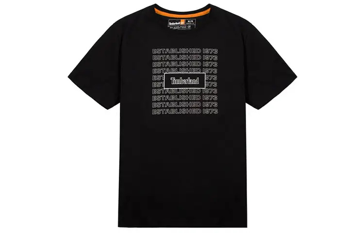 Timberland T Shirts Men's Black Crew Neck Moderate Straight Fit